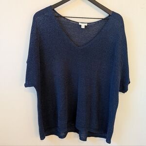 J. Jill Open Knit Lightweight Cotton Mesh V Neck Sweater 3X Coastal Beach